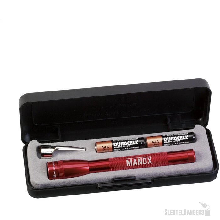 Mini Maglite zaklamp in cassette Rood